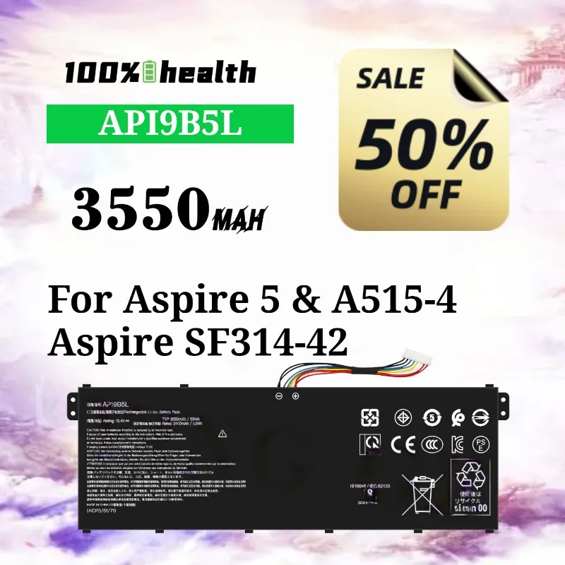 

AP19B5L 3550mAh Laptop Battery for Acer Aspire 5/A515-4/Aspire SF314-42 Lithium Rechargeable Battery