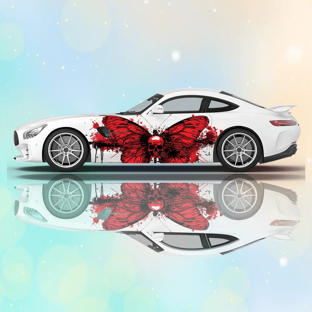 

Бабочка, череп, голова, принт, боковая наклейка автомобиля, защитная декоративная наклейка, водонепроницаемая самоклеящаяся наклейка, автоаксессуары, оберточная крышка