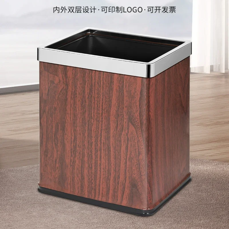 Bathroom trash can household narrow slit toilet guest room new Chinese style wood grain kitchen paper basket storage bucket