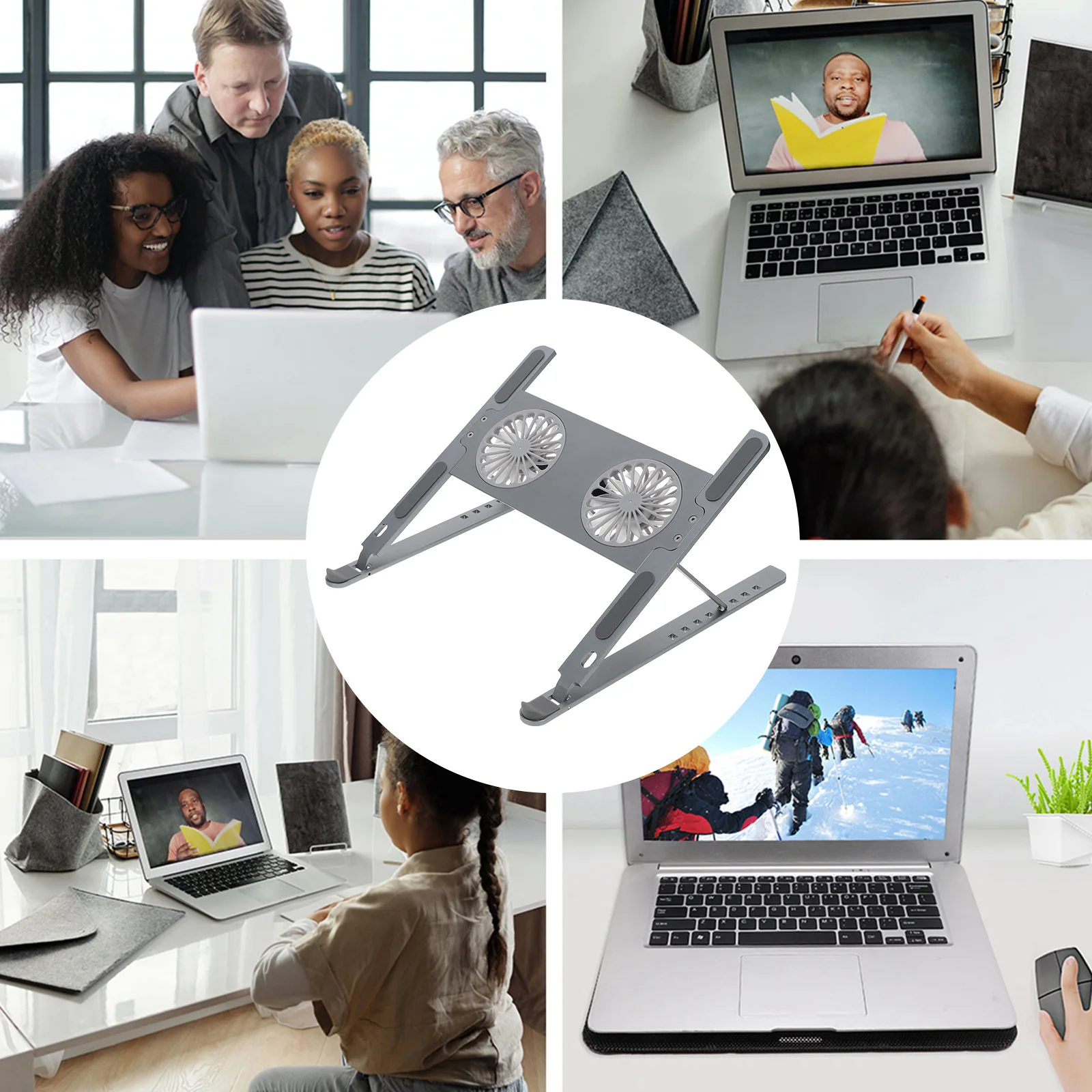 

Laptop Cooling Stand Cooler Ventilated Support Fan Adjustable Aluminum Alloy Gaming Laptops