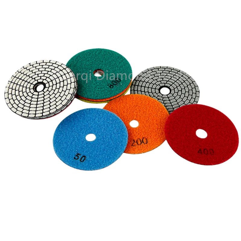 7-teiliges Set 4 Zoll Trocken-Polierpads Scharfe Flexible 100mm Diamant-Polierpads für Granit, Marmor, Stein, Beton Schleifscheibe – Detail 11