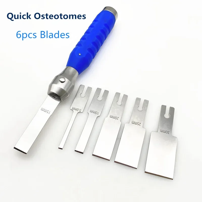 Modular Osteotomes Complete With 6 Blades Detachable thin blade bone knife veterinary orthopedic instruments