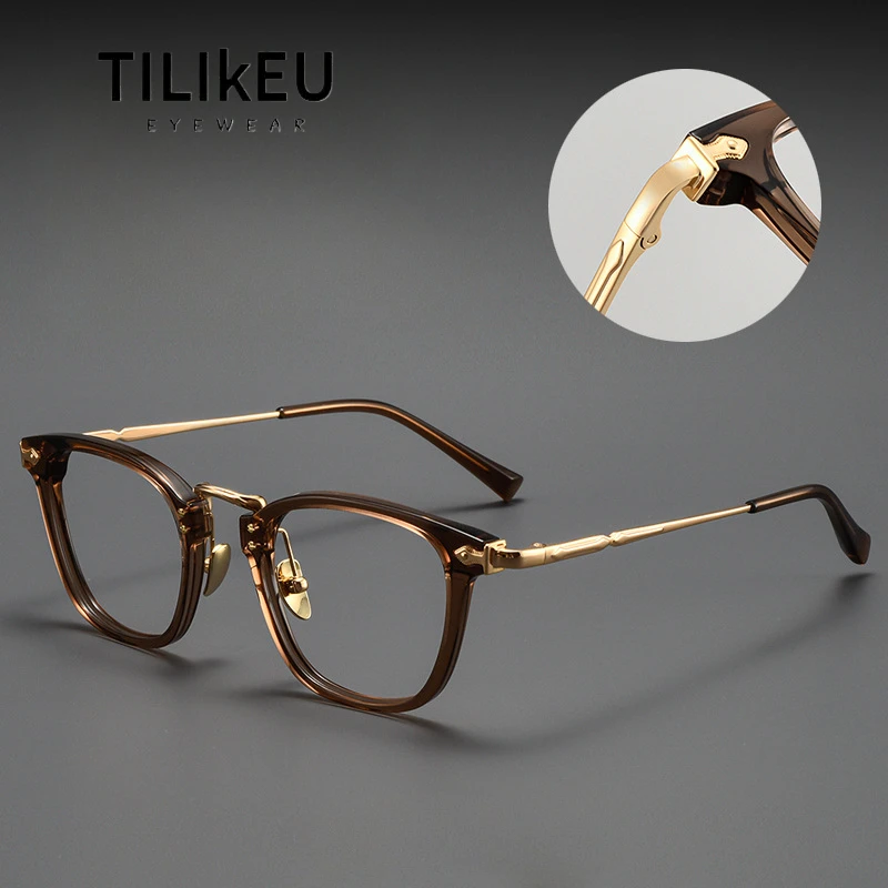 High Quality Pure Titanium Frame MIES Vintage Acetate Glasses Frame Men Women Myopia Prescription Eyewear Luxury Brand Spectacle