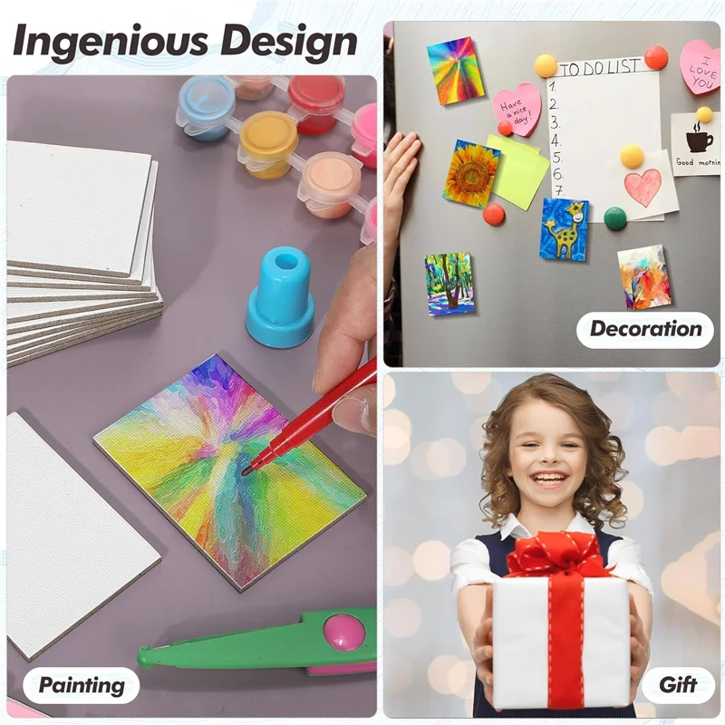 AY03-50 Buah Panel Kanvas Lukisan Magnetik 3X3 Inci Papan Kanvas Magnetik Kanvas Magnetik untuk Lukisan Seni Ubin