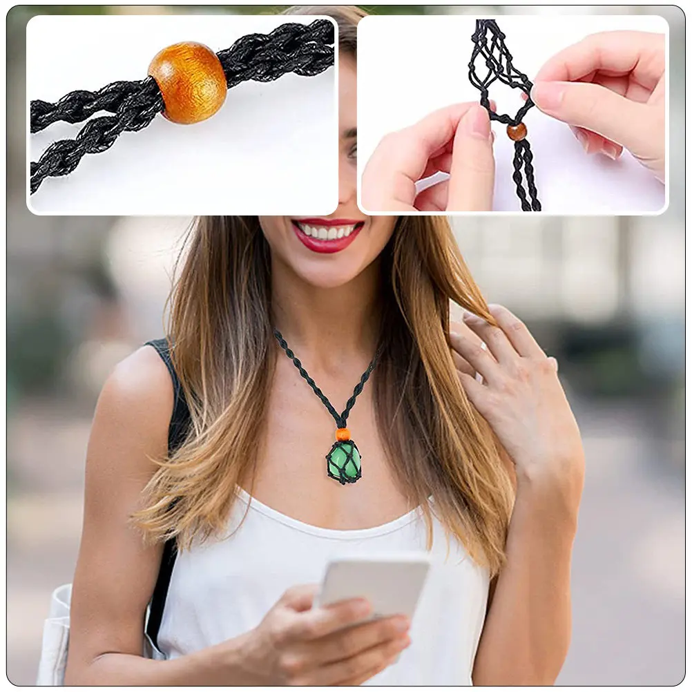 

1Set Yoga Stone Bracelet Set Retro Braided Necklace Pendant Holder Suitable for Party DIY Crystal Necklace Stone Holder Woven