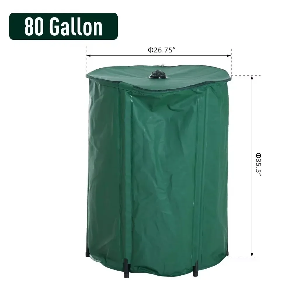 80 Gallon Collapsible  Water Storage Collection Garden Folding Pvc Rain Barrel