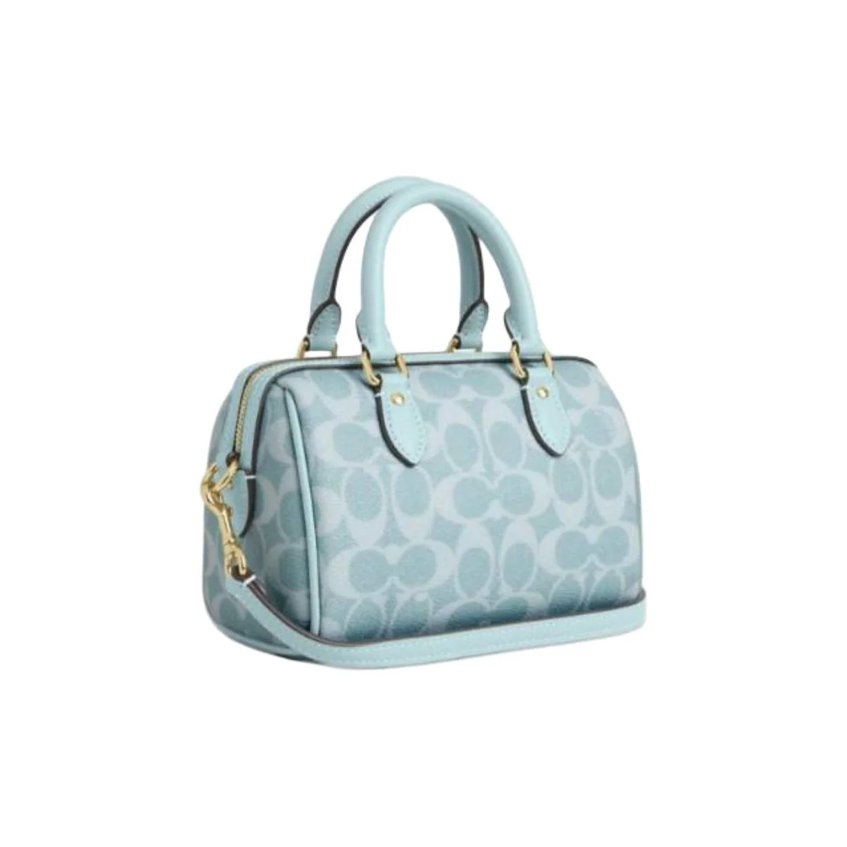 Afbeelding 6: COACH gecoat canvas met glad leer handtas klein dames lichtblauw CEY63-IMXUM