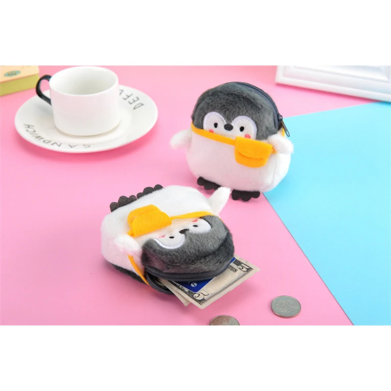 1pc lovely shoulder bag little kawaii Penguin soft plush coin purse WOMEN'S wallet girls lovers VALENTINE'S gifts