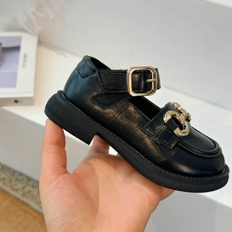 Girls\' Little Leather Shoes 2024 Autumn New Lefu Shoes Female Baby Soft Sole Anti slip British Children\'s Leather Shoes A11