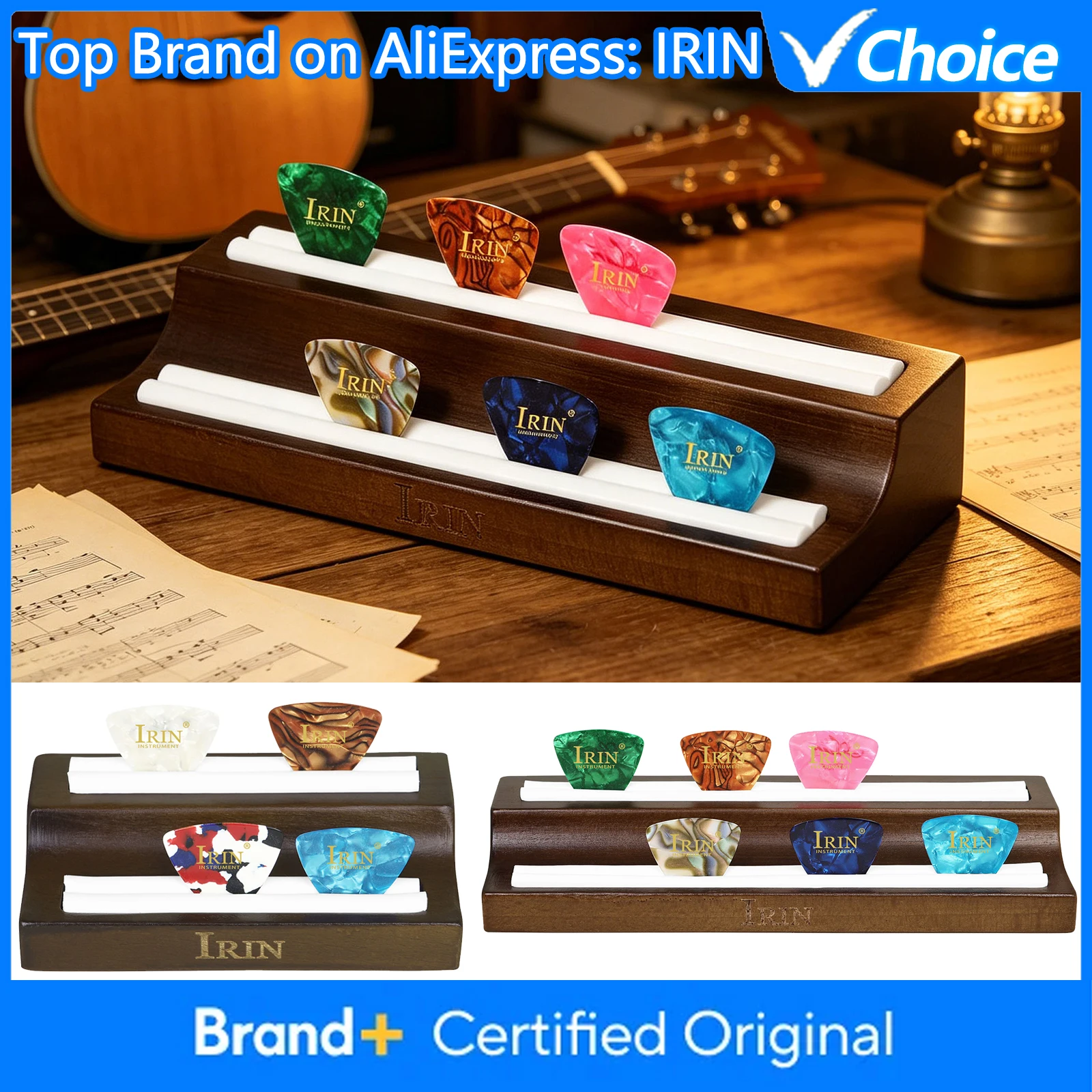 IRIN Guitar Pick Box Holder Durable Oak Wooden Pick Storage Case String instrument Accessories for Electric Bass Guitar Part
