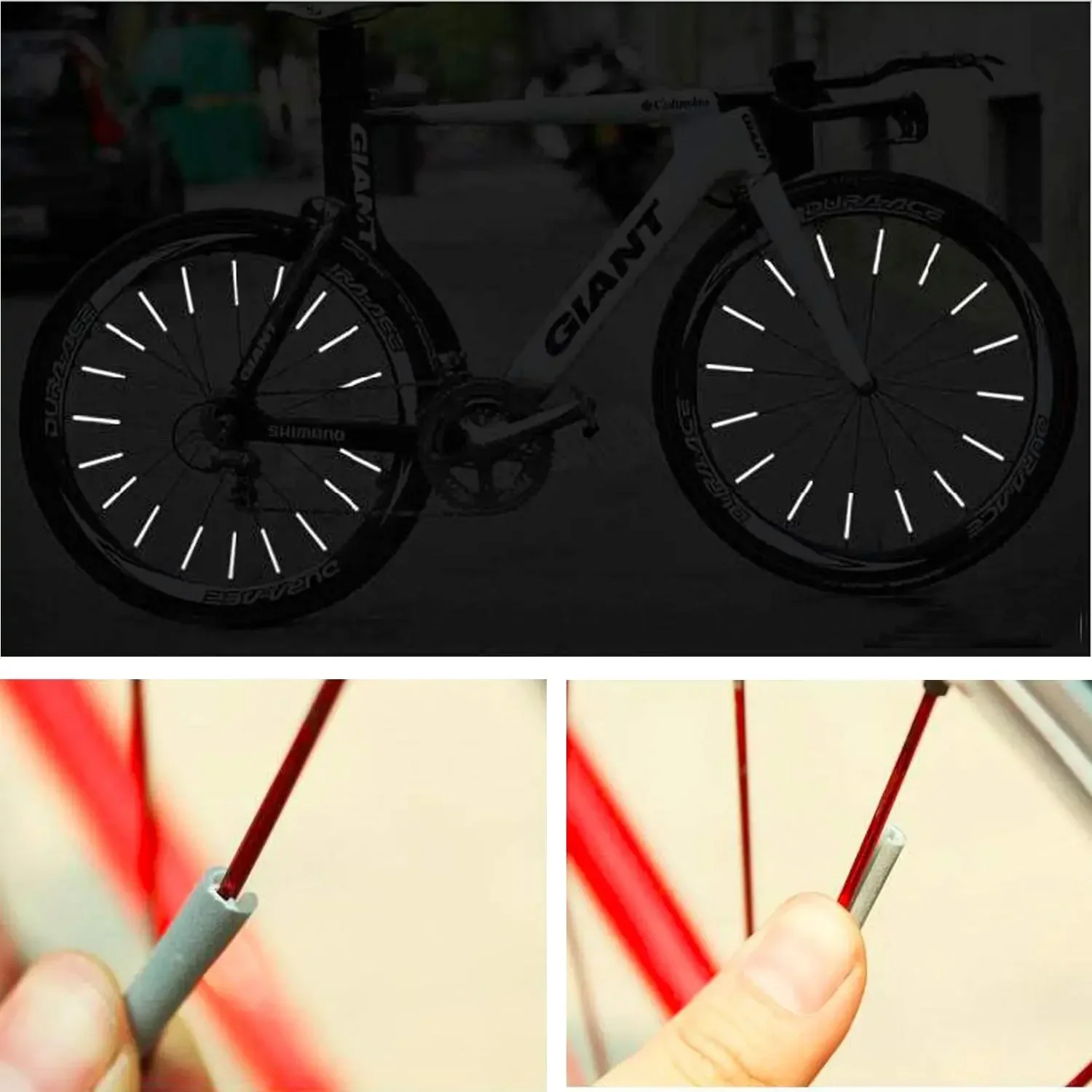 12 Stück reflektierende Halterung Clip Rohr Warn streifen Fahrrad Rad Speiche Reflektor Streifen Stahldraht Lampe MTB Fahrrad Reflektor Licht