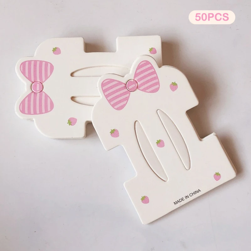 50PCS Cute Bowknot Strawberry Dual Card Position Paper Cards For DIY Girls Hair Accessories Display Packaging Cards Retail Tags