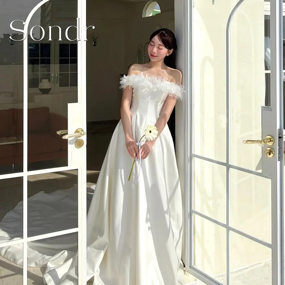 

Индивидуальные свадебные платья Sondr класса люкс с длинным шлейфом, новинка 2026 года, с вырезом «лодочка», аппликациями, для фотосессий и вечеринок