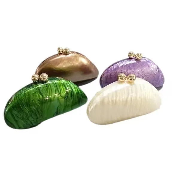 Sexy Evening Party Acrylic Shell Shape Clutch Bag Women Evening Party Cute Purse New Green Gold Purple Handbag High Quality