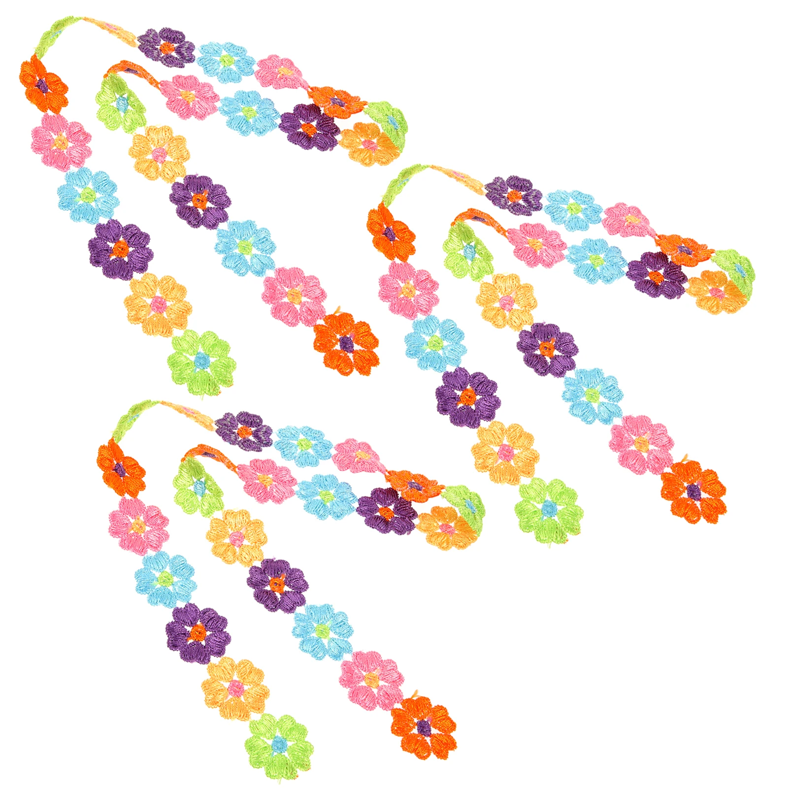 

3pcs Headdress Decals Fabric Flower Lace Applique Six Colors Embroidered Ribbon for Crafts Polyester Yarn Party Decoration Gift