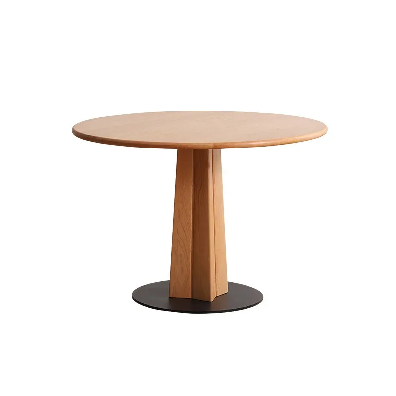 Solid wood round table household wood small apartment square dining table and chair combination