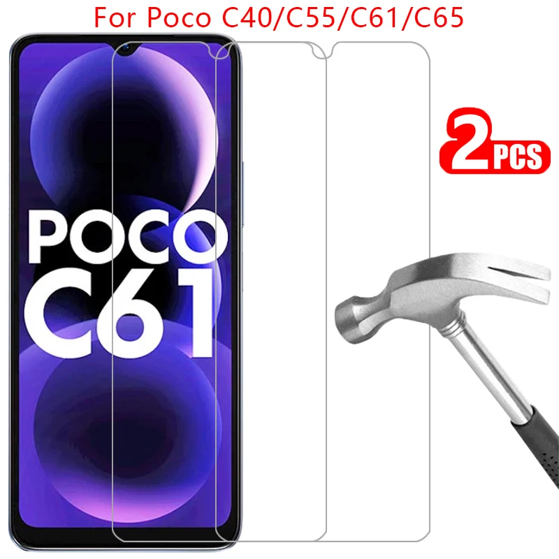 protective tempered glass for xiaomi poco c40 c55 c61 c65 screen protector on pococ65 c 65 61 55 40 65c 40c 55c film xiomi xaomi