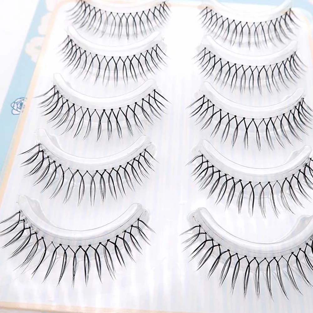 Korean False Eyelashes Natural Wispy Soft V Shaped Lash Extension idol Natural Transparent Stem Eyelashes Comic U-shaped Lashes