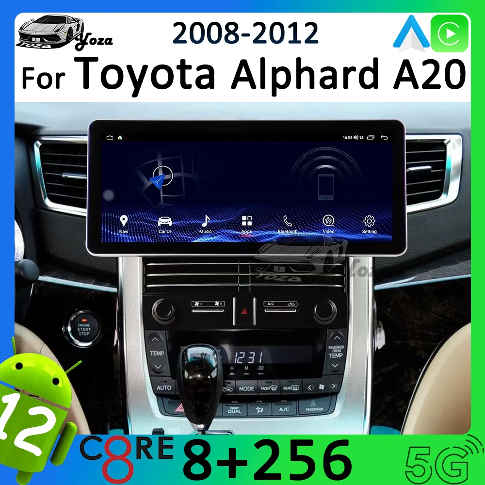 Yoza Carplay Car Radio For Toyota Alphard A20 2008-2012Android11 Touch Screen Multimedia Player GPS Navigation Stereo Gift Tools