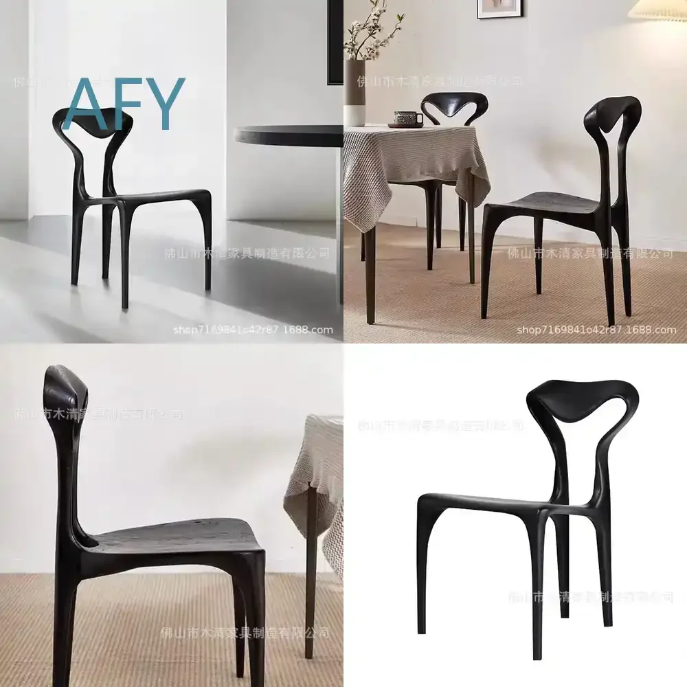 Solid Wood Dining Chair for Italian Minimalist Designer Home Living Room Table Chair Creative Ash Wood Unique Shape Chair