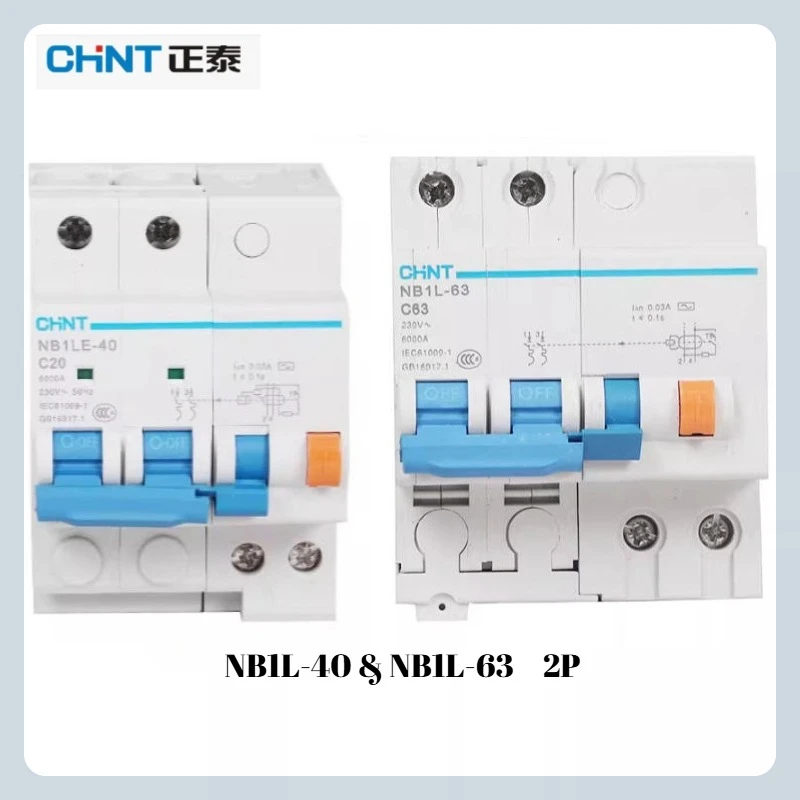 

Chint NB1L-40 NB1L-63 Бытовой автоматический выключатель остаточного тока 10-63A 2P 30/100/300 мА Защита от утечки для домашней безопасности