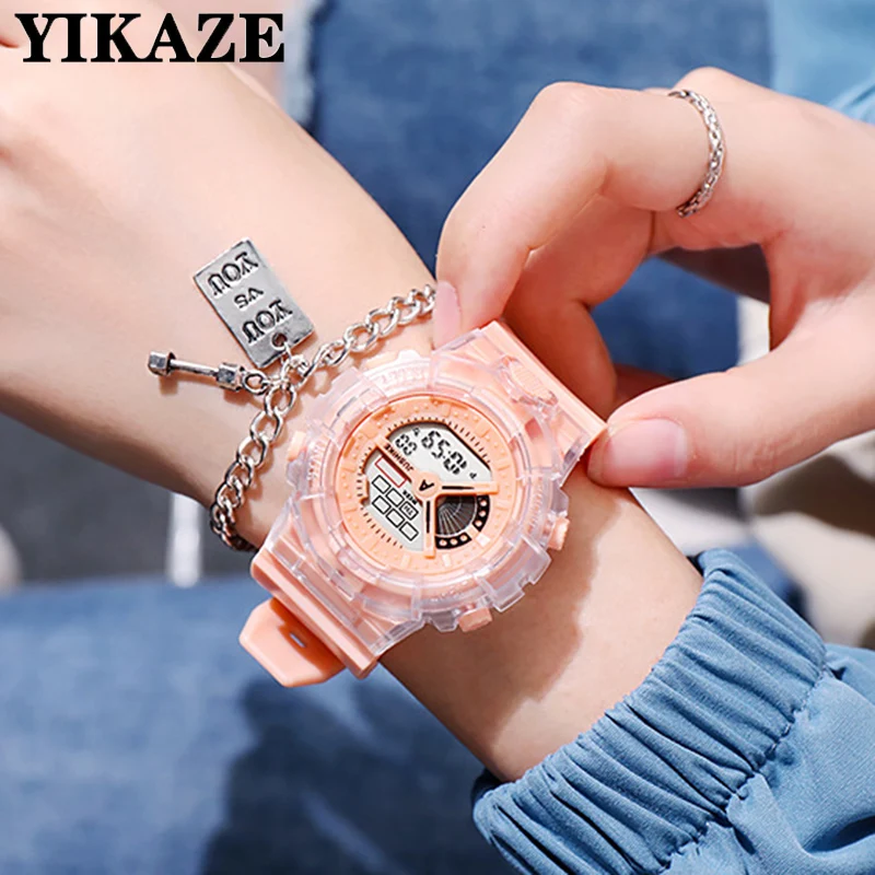 YIKAZE Women Watch Fashion Sports LED Digital Watch for Women Girls Boy Military Silicone Wristwatch Waterproof Electronic Clock