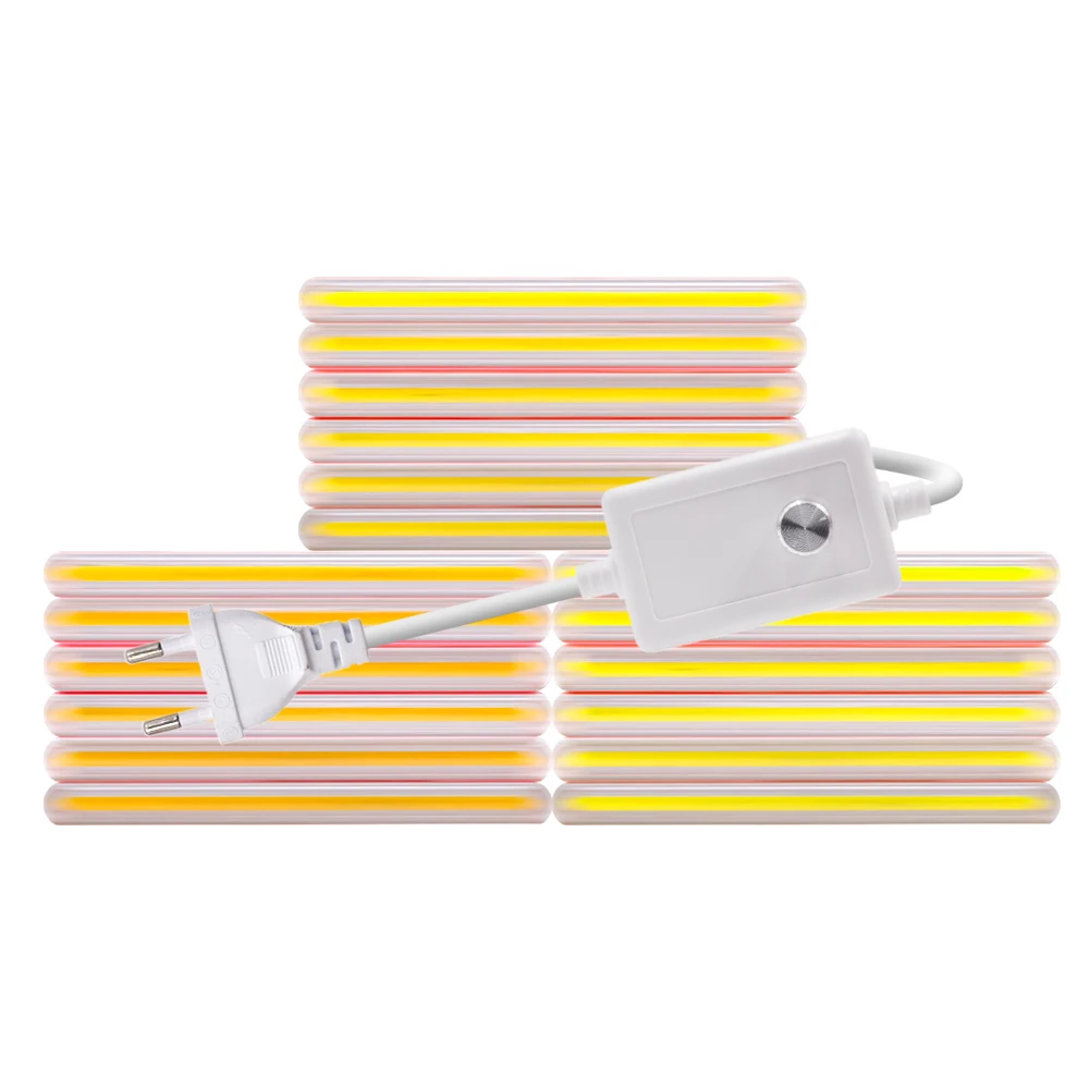 220V 288LEDs/M Dimmable COB Strip Light RA90 Flexible Adhesive Tape Ribbon Waterproof IP65 No-wires High Bright Density Linear