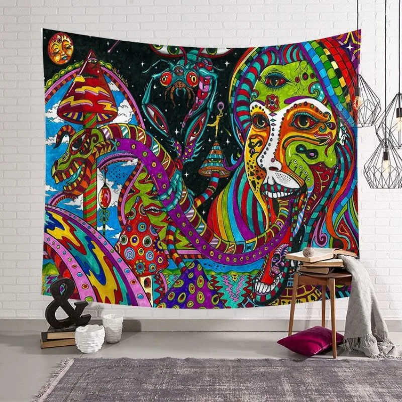 

Fashionable Nordic Home Decor Cloth Psychedelic Wall Hanging Tapestry Witchcraft Aesthetic Room Decoration tapiz decorativo 30