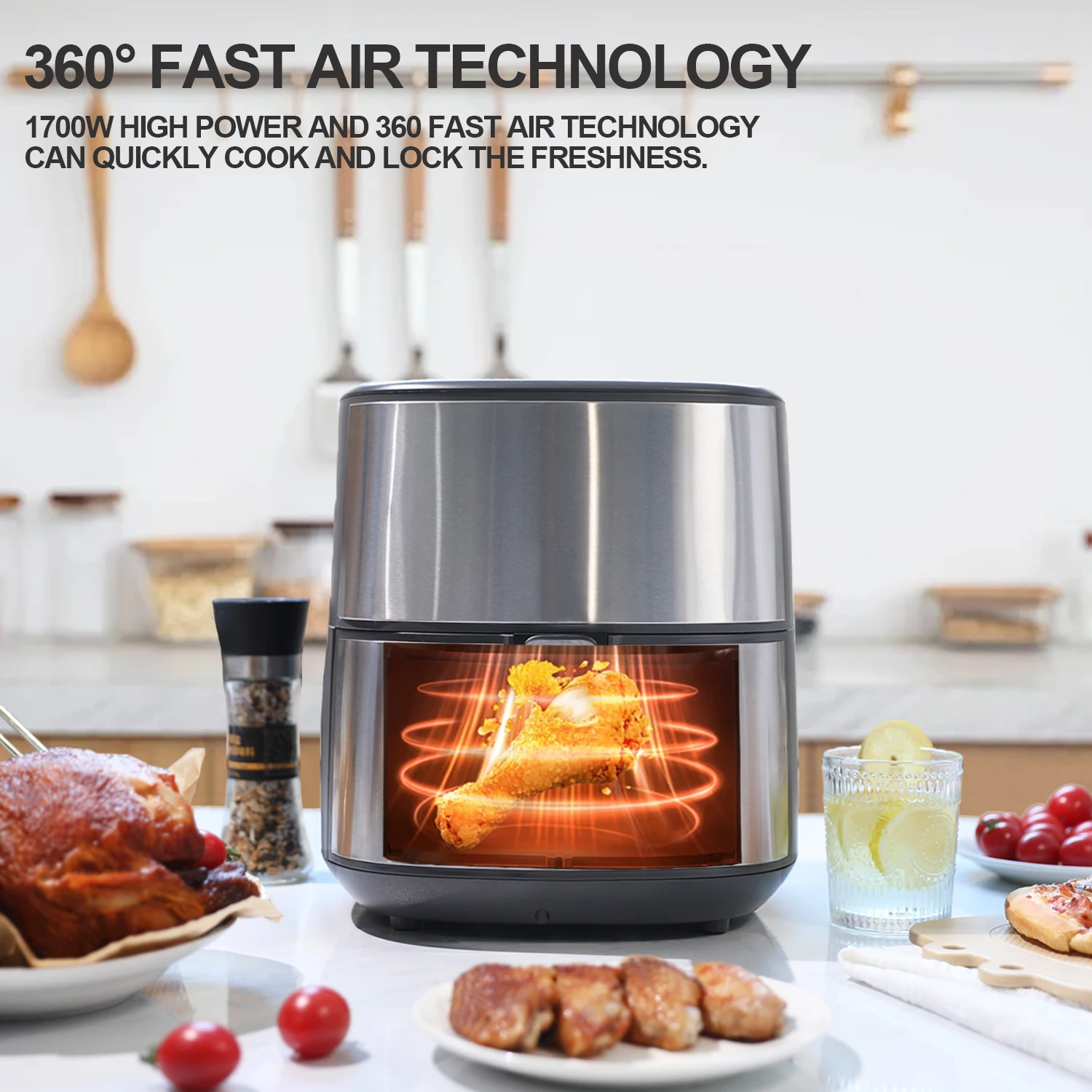 

oven electric digit oven air fryer glass cooking new fashion oil-free small silver crest airfryr dual basket air fryer on sale