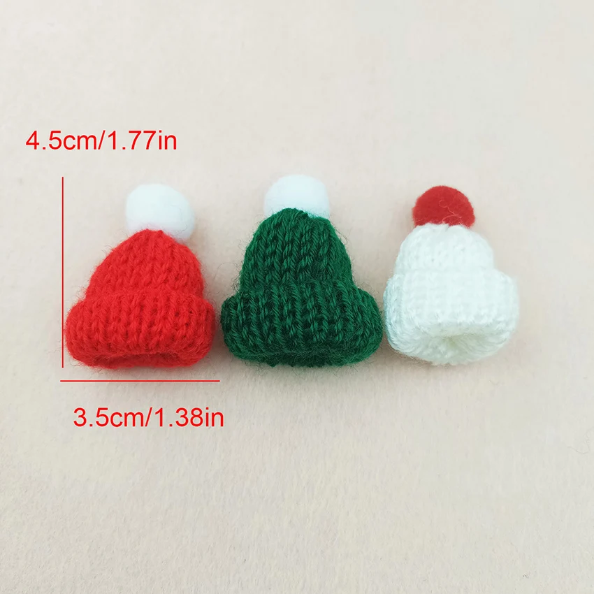 30 Stück Mini-Weihnachtsmützen-Applikationen 3,5x4,5CM Mehrfarbig DIY Haarspangen Kleidung Kopfbedeckung Taschendekoration Aufnäher für Kreatives Basteln – Detail 1