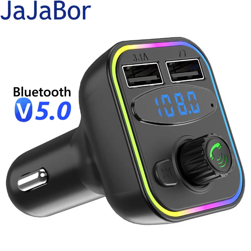 

JaJaBor Car MP3 Player Fm Transmitter TF Card U Disk Playback Dual USB Fast Charging Car Charger Bluetooth Hands-free Car Kit