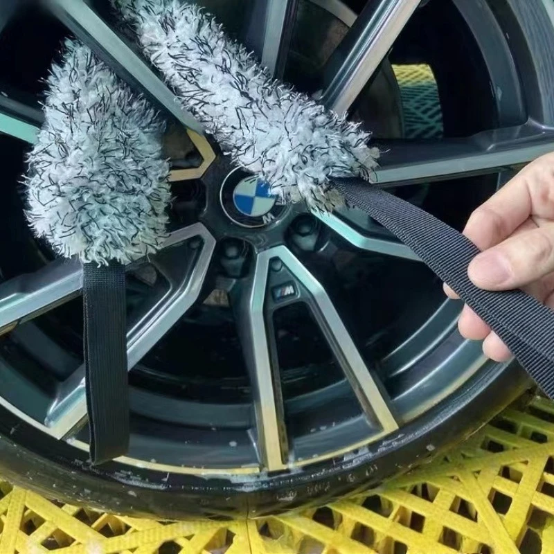 

Car Wash Wheel Hub Brush, Car Wash Wheel Hub Tension Belt, Ultra-fine Fiber Coral Plush Wheel Hub Wiping