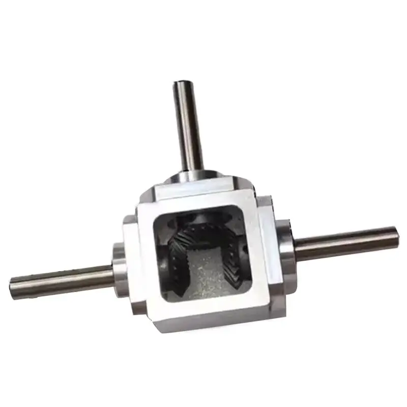 AT21-Gearbox Right Angle Drive 1:1 Cross Commutator 1M 20T 8MM Spiral Bevel Gear Reducer Reverse Dual-Output