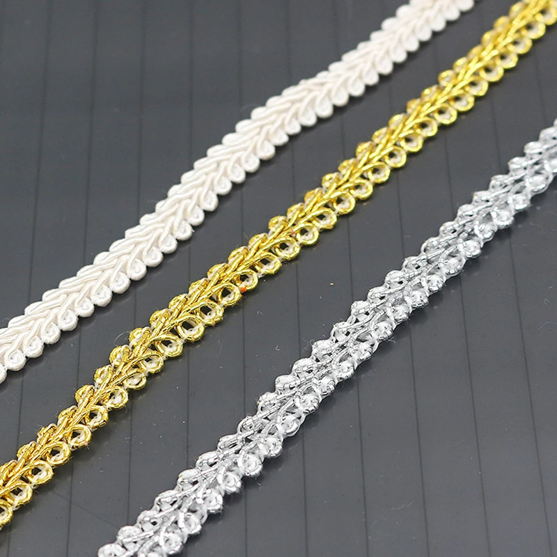 5M/Lot 8MM Gold/Silver Trim Sewing Centipede Braided Lace Ribbon Home Party Decoration DIY Clothes Curve Lace Accessories