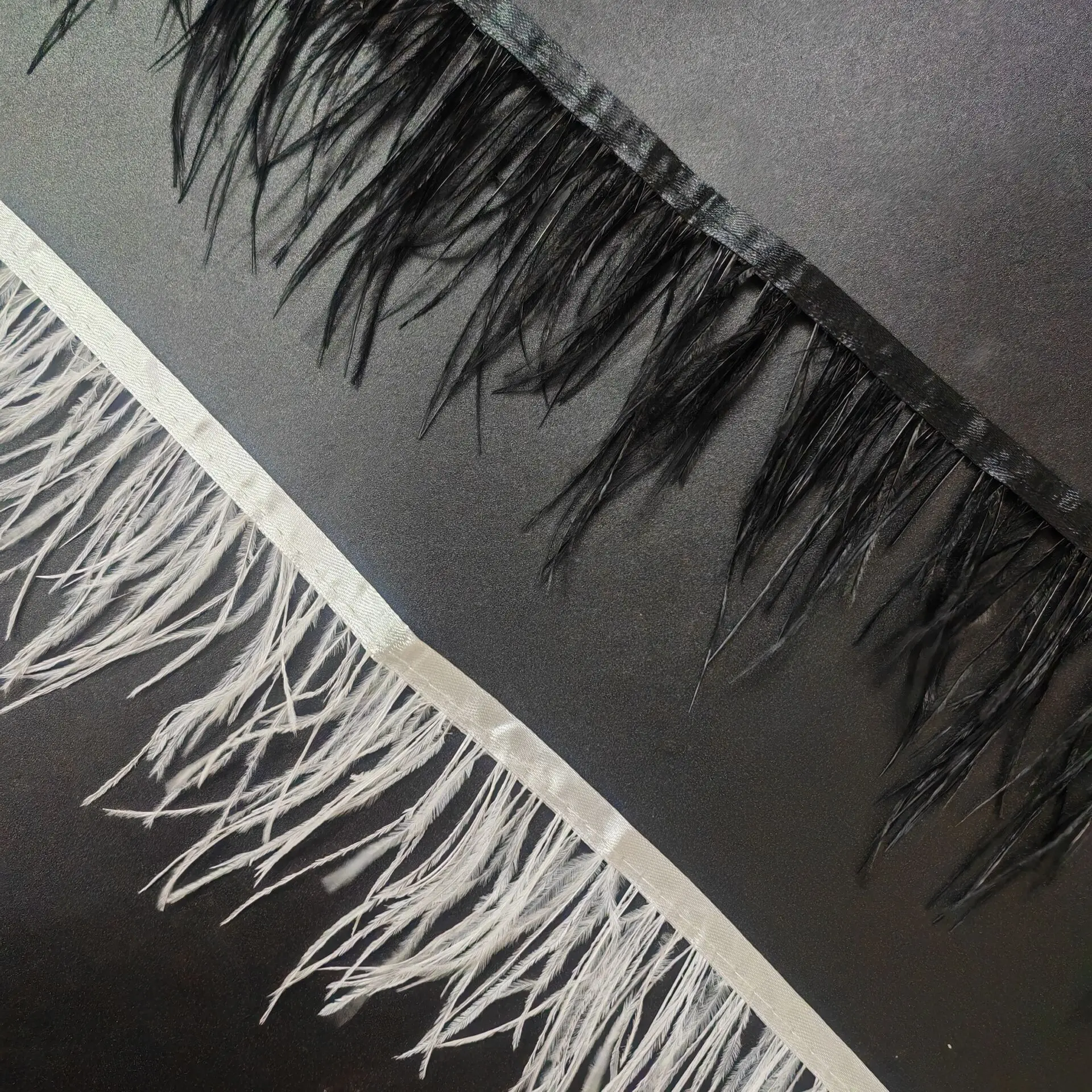 Fringe Ribbon Sewing - Black Ostrich Feather Fringe Trimming 13‑15cm