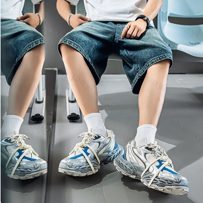 

Platform Sneakers Men Spring Autumn New Trendy Breathable Lace Up Casual Shoes Fashion Height Increase Non Slip Vulcanized Shoes