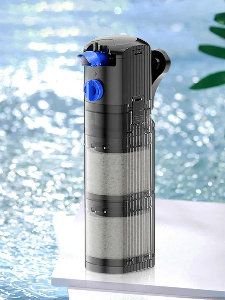 The fish tank filter is equipped with a three-in-one clean water circulation oxygen pump that does not require water changes.