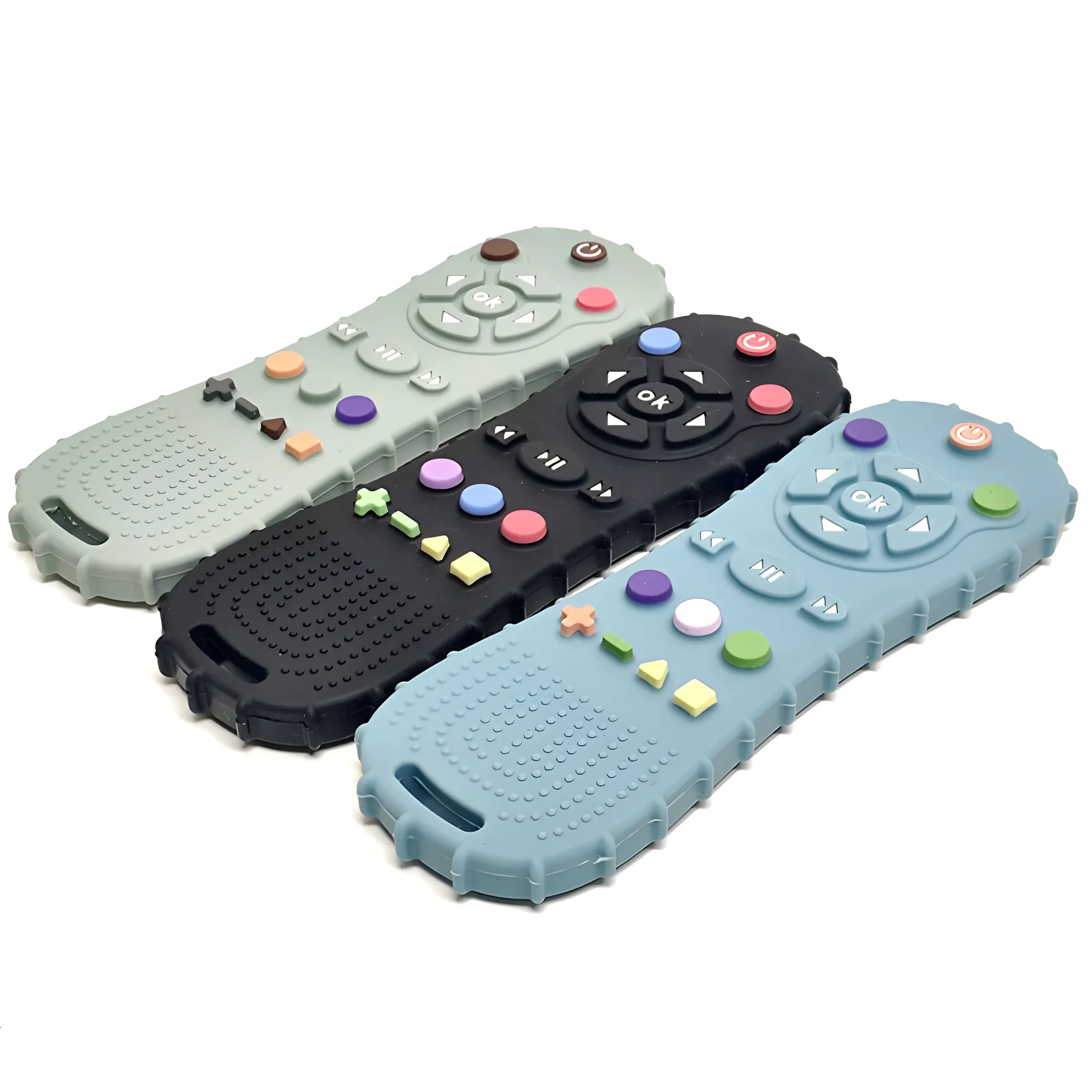 Silicone baby teether toy in TV remote shape, BPA-free chewing & sensory accessory for infants 5