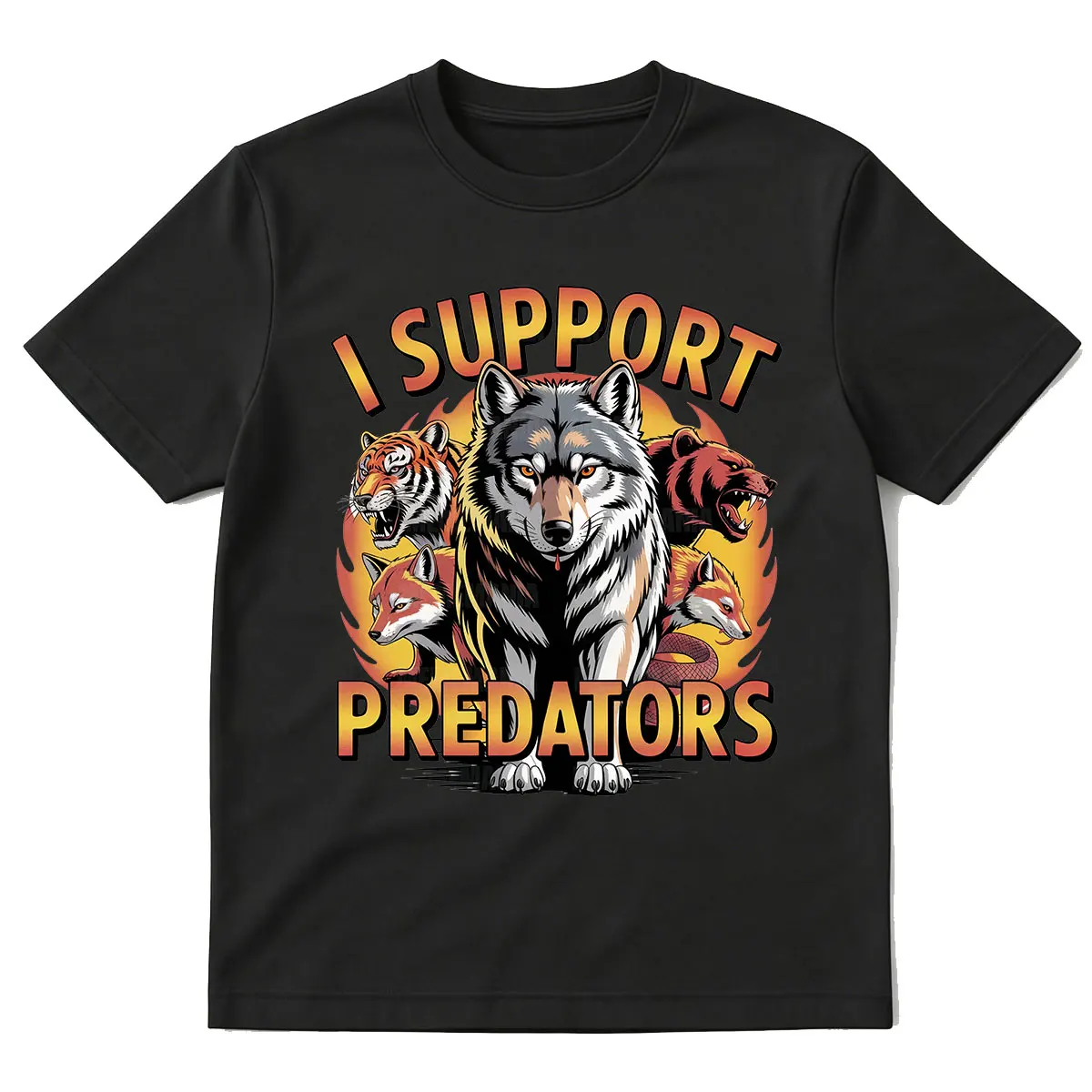 I Support Predator Funny Meme Tiger Graphic T-shirts Men Women Fashion 100% Cotton Short Sleeve Oversized T-shirt Streetwear