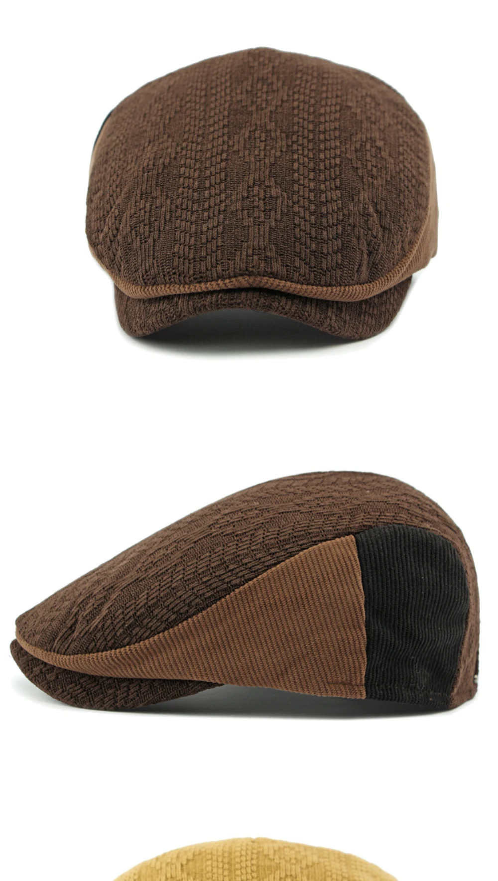 HT4577 Berets Herbst Winter Hut Kappe für Männer Frauen Vintage Gestrickte Baskenmütze Hut Männlich Weiblich Einstellbare Baskenmütze Kappe Unisex Ivy Flache Kappe – Detail 6
