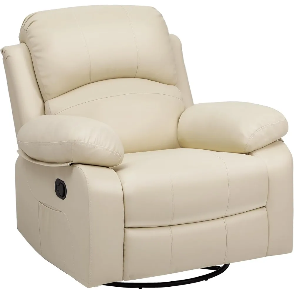 

Oversized Rocker Recliner Chair with Heat and Massage, Rocking Function and Side Pocket, Faux Leather Manual Reclining Chair