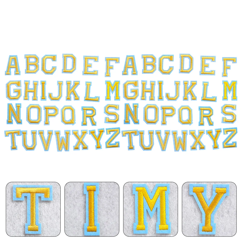 

52 Pcs Clothes Letter Patch Embroidered Patches Clothing Repair Material Garment Alphabet Iron Letters