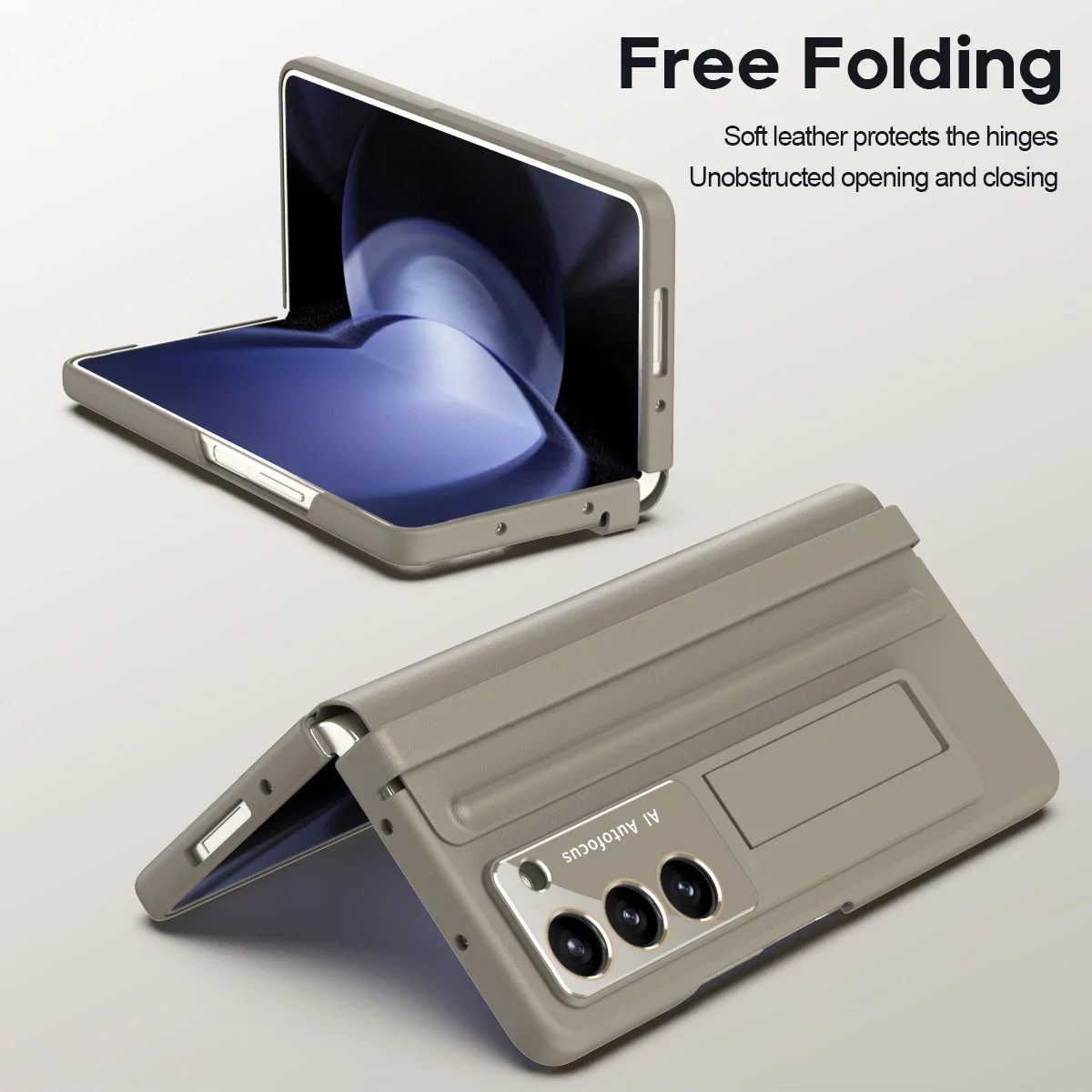 360 Full Screen Protector Cover for Samsung Galaxy Z Fold 5 4 3 7 Case Hinge Leather Plating Kickstand with Original Pen Holder