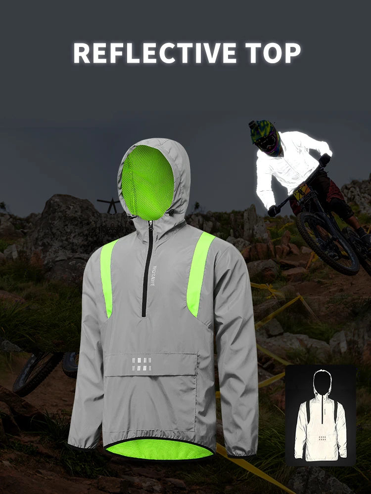 AliExpress WOSAWE Cycling Jackets Reflective Hooded Windbreaker Men Soft Windproof Waterproof Mtb Road Bike