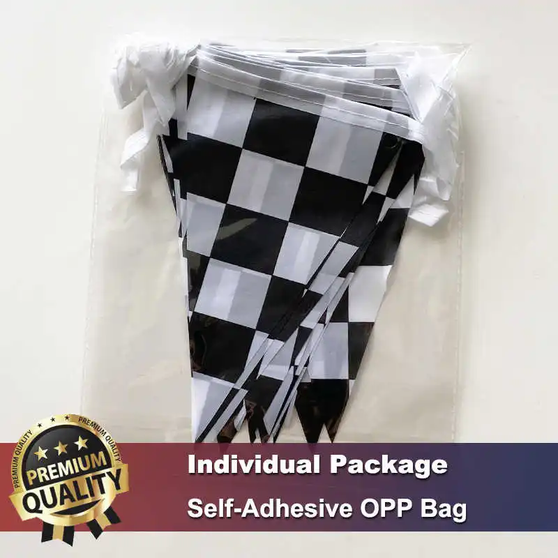 38 Triangle Checkered Flag Auto Race F1 Sport 14x21cm Polyester Black White Chequered Hang String Pennant Flags Bunting Banners view 6