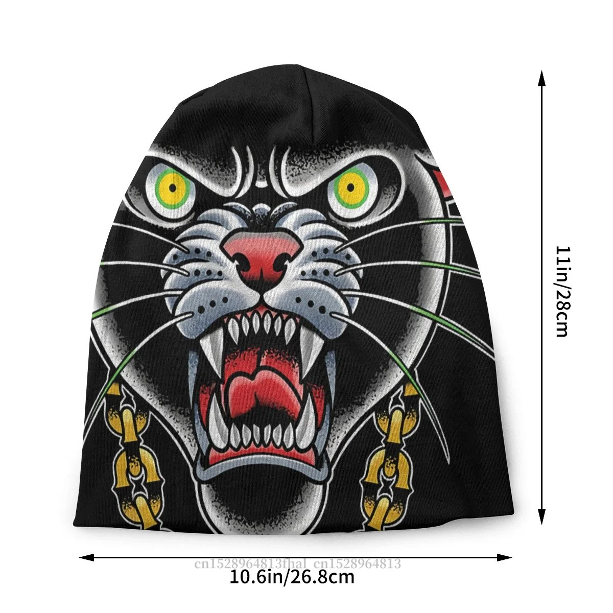 Traditional Tattoo Panther Head Illustration Bonnet Homme Autumn Spring Thin Hat Gothic Skullies Beanies Caps For Men Women Hats