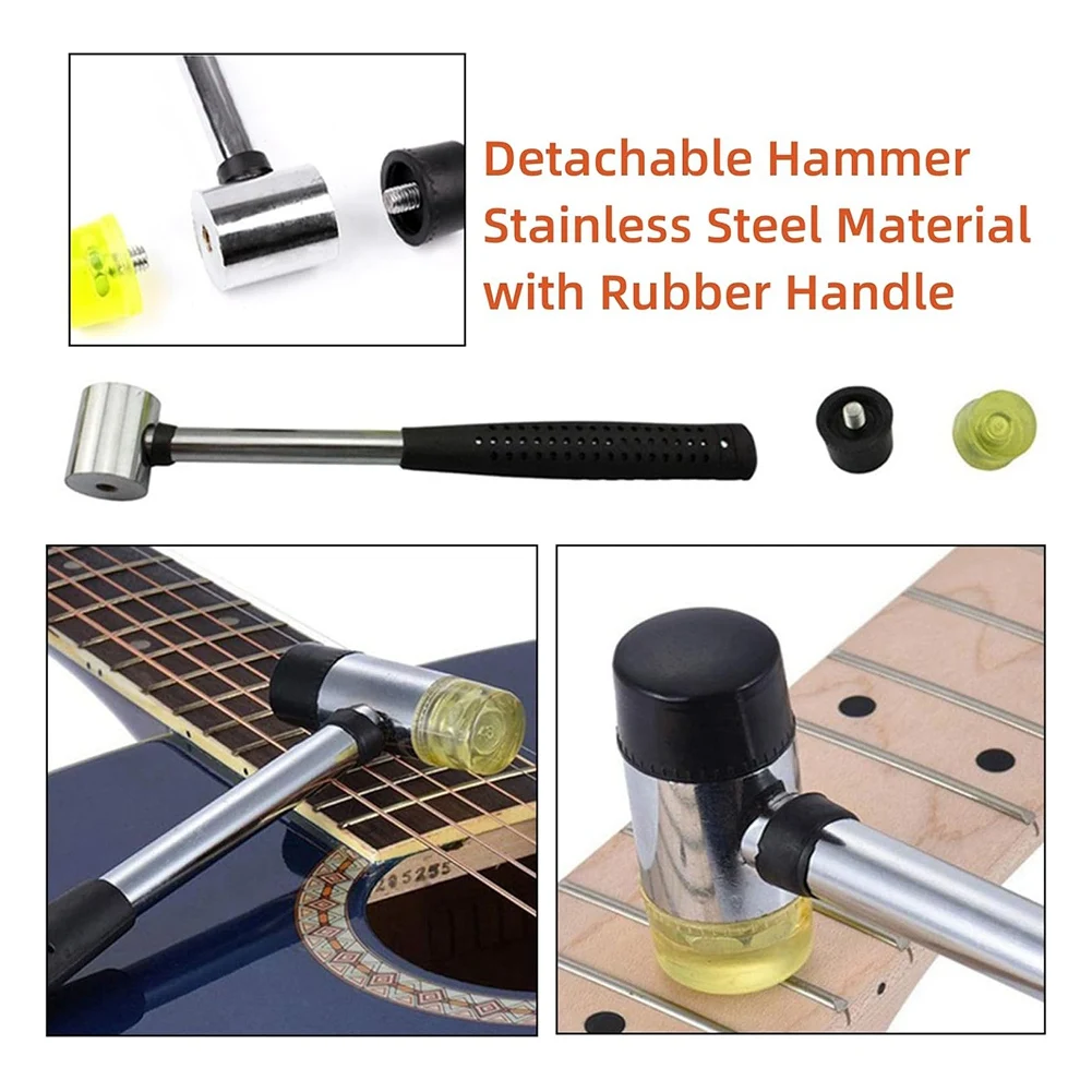 ABXI For Guitar Luthier Tool Kit- Includes 17Pcs, Fret Levelling, Rubber Hammer, Crowning File, Leveling ,For Guitar& Bass