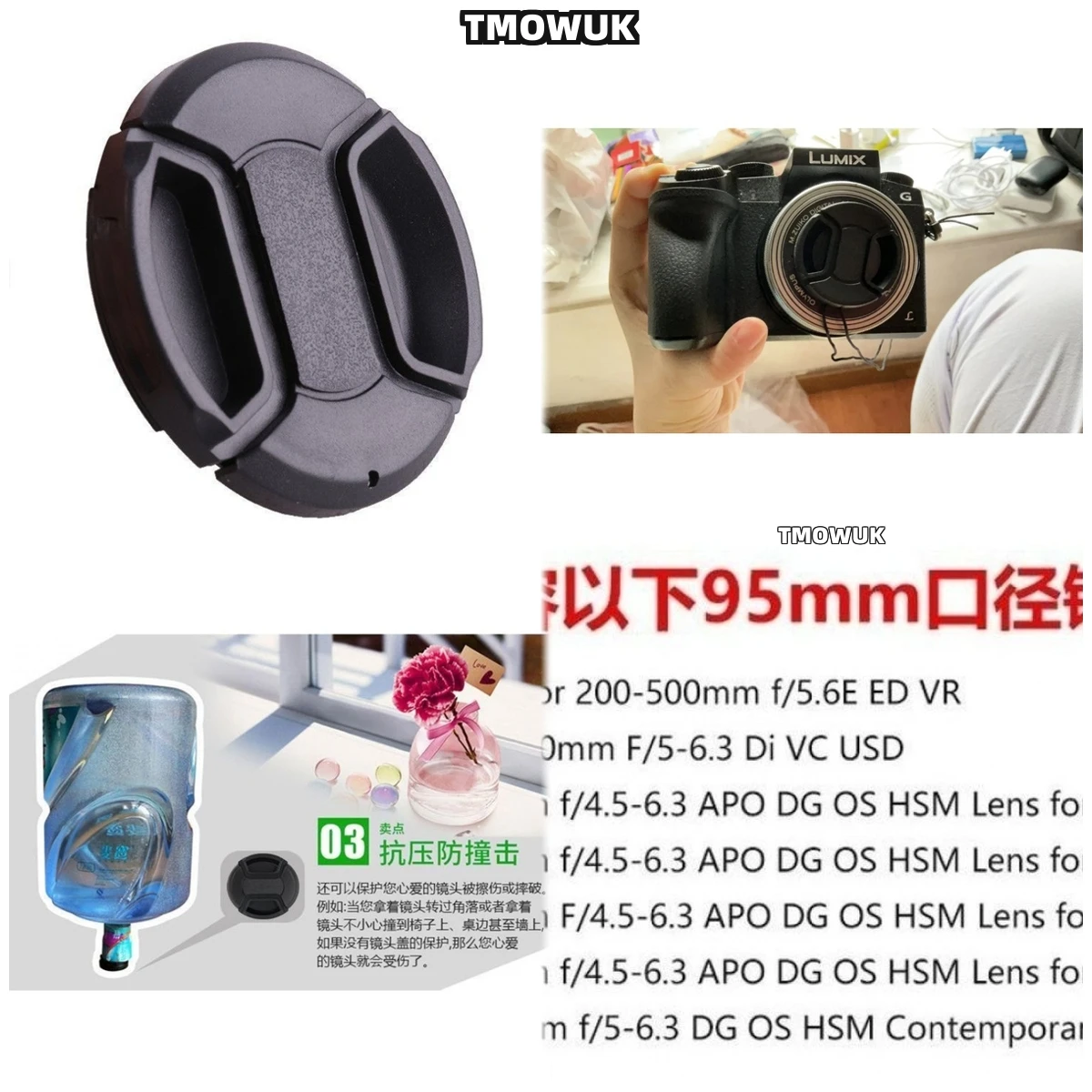 

For Panasonic S1M2 S1RM2 G5 G6 GH2 GF3 GF6 ZS70 DMC-FZ200 DMC-FZ300 Camera Lens Cap Protective Cover Center Pinch Snap-on 49mm 5