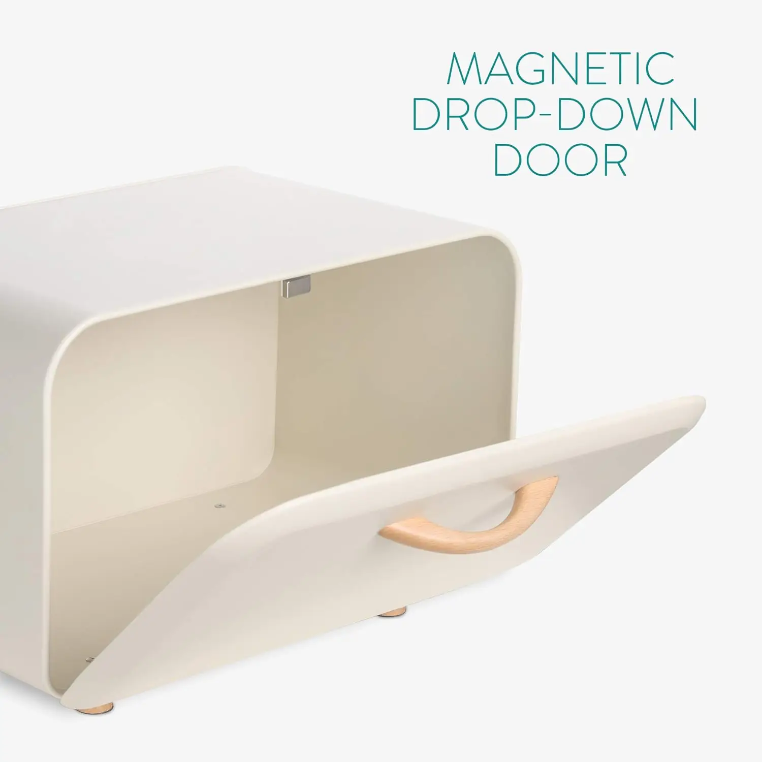 Kotak Penyimpanan Roti Logam dengan Pintu Lipat untuk Meja Dapur atau Rak - Krim