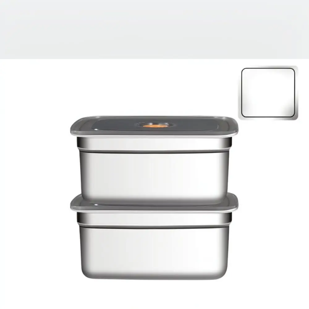 Stainless Steel Food Preservation Tray With Cover Square Kitchen Storage Box For Fridge Meal Prep Organizer Set